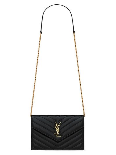 Saint Laurent Women's Cassandre Envelope Chain Wallet in Lambskin