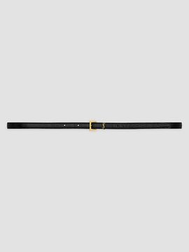 Saint Laurent Women's Cassandre Extra Thin Belt in Crocodile-Embossed Leather
