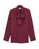 Saint Laurent Women's Cassandre Lavalliere Blouse Shirt in Striped Silk Jacquard - 1