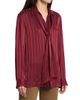 Saint Laurent Women's Cassandre Lavalliere Blouse Shirt in Striped Silk Jacquard - 3