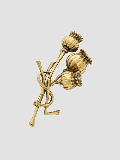 Saint Laurent Women's Cassandre Poppy Brooch in Metal