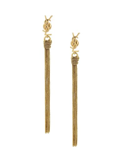 Saint Laurent Women's Cassandre Tassel Earrings in Metal
