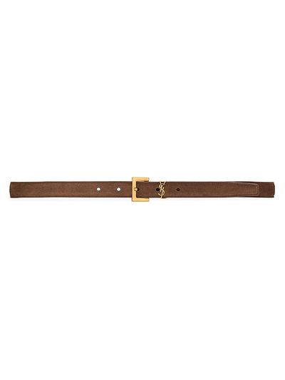Saint Laurent Women's Cassandre Thin Belt in Suede