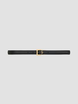 Saint Laurent Women's Cassandre Thin Reversible Belt in Smooth Leather