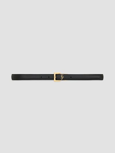 Saint Laurent Women's Cassandre Thin Reversible Belt in Smooth Leather