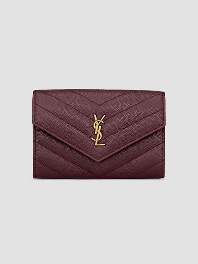 Saint Laurent Women's Cassandre Wallet in Grain De Poudre Leather