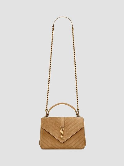 Saint Laurent Women's College Crossbody Bag in Quilted Suede