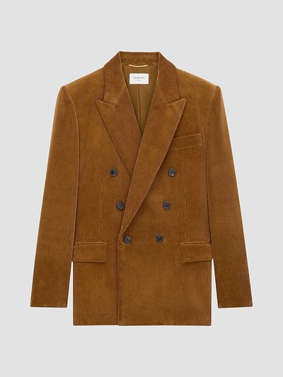 Saint Laurent Women's Double-Breasted Jacket in Corduroy