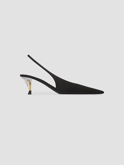 Saint Laurent Women's Fanny Slingback Pumps in Satin Crepe