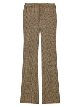 Saint Laurent Women's Flared Pants in Puppytooth Prince of Wales Wool