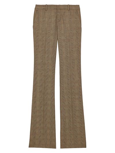 Saint Laurent Women's Flared Pants in Puppytooth Prince of Wales Wool