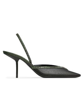 Saint Laurent Women's Folie Slingback Pumps in Mesh and Python
