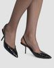 Saint Laurent Women's Folie Slingback Pumps in Smooth Leather and Faux-Python - 6