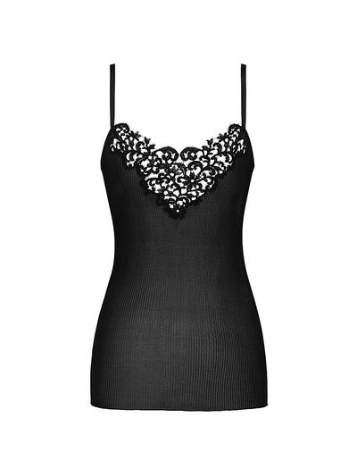 Saint Laurent Women's Guipure Tank Top in Ribbed Silk