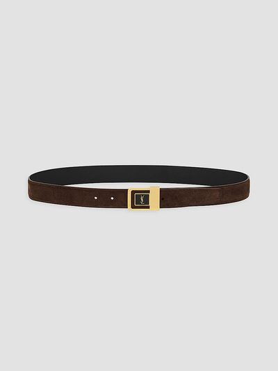 Saint Laurent Women's La 66 Buckle Belt in Suede