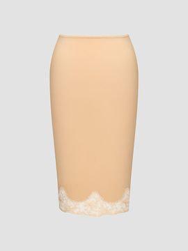 Saint Laurent Women's Laced Half-Slip Skirt in Silk Satin