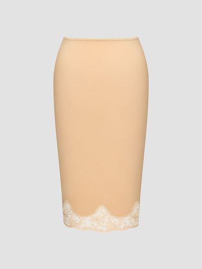 Saint Laurent Women's Laced Half-Slip Skirt in Silk Satin