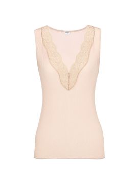 Saint Laurent Women's Laced Tank Top in Ribbed Silk