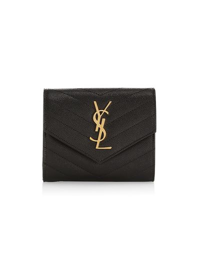 Saint Laurent Women's Logo Matelassé Leather Tri-Fold Wallet