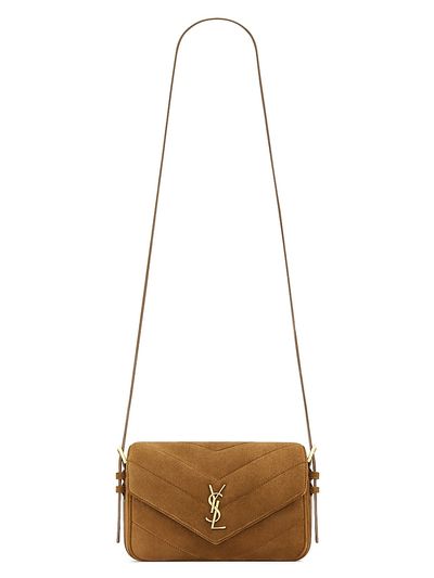 Saint Laurent Women's Loulou Toy Crossbody Bag in Matelassé Suede