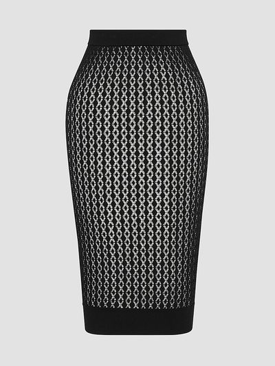 Saint Laurent Women's Midi Skirt in Pointelle Knit