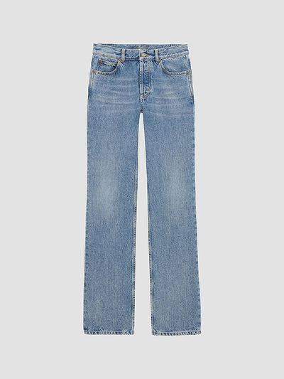 Saint Laurent Women's Nico Low-Rise Jeans in Bahamas Denim
