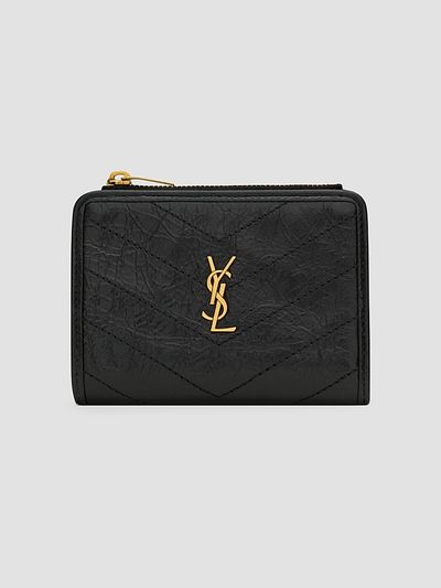 Saint Laurent Women's Niki Bi-Fold Wallet in Vintage Leather