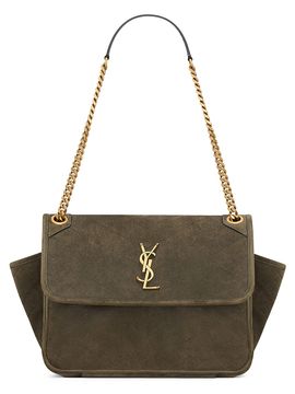 Saint Laurent Women's Niki Tripouch Shoulder Bag in Suede