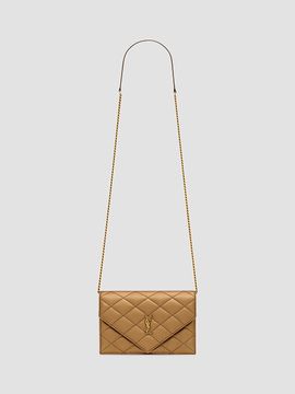 Saint Laurent Women's Paris Chain Wallet in Metallic Leather