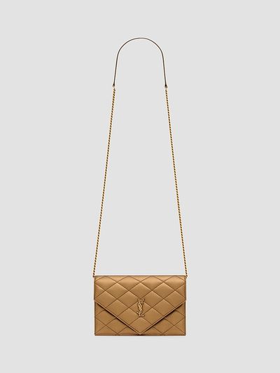 Saint Laurent Women's Paris Chain Wallet in Metallic Leather