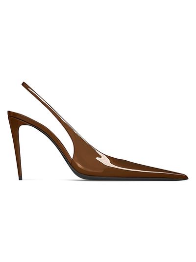Saint Laurent Women's Patent Leather Guermantes Slingback Pumps