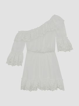 Saint Laurent Women's Ruffled Dress in Cotton Poplin