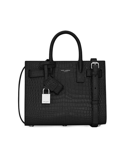Saint Laurent Women's Sac De Jour Nano Top Handle Bag In Embossed Crocodile Shiny Leather