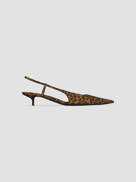 Saint Laurent Women's Secret Slingback Pumps in Leopard Grosgrain
