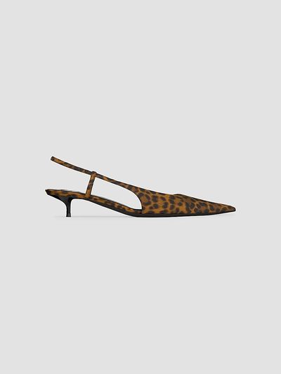 Saint Laurent Women's Secret Slingback Pumps in Leopard Grosgrain