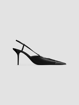 Saint Laurent Women's Slingback Pumps in Satin Crepe and Patent Leather