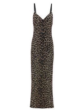 Saint Laurent Women's Slip Dress in Leopard Tulle