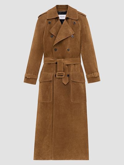 Saint Laurent Women's Trench Coat in Suede