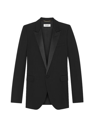 Saint Laurent Women's Tube Tuxedo Jacket in Grain De Poudre