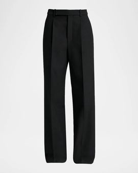 Saint Laurent Wool Grain De Poudre Straight-Leg Trousers