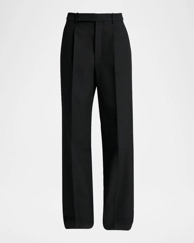 Saint Laurent Wool Grain De Poudre Straight-Leg Trousers