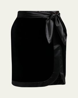 Saint Laurent Wrap Skirt in Velvet and Satin