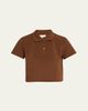Saint Laurent YSL Cotton Pique Crop Polo Shirt - 1