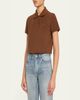 Saint Laurent YSL Cotton Pique Crop Polo Shirt - 4