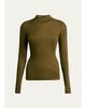 Saint Laurent YSL Mock-Neck Cote Silk Rib Sweater - 1