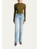 Saint Laurent YSL Mock-Neck Cote Silk Rib Sweater - 2