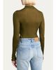 Saint Laurent YSL Mock-Neck Cote Silk Rib Sweater - 3