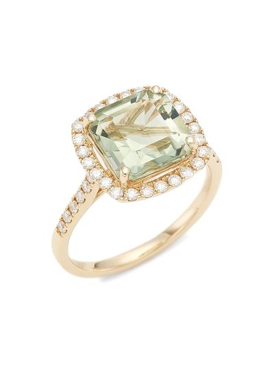 Saks Fifth Avenue Collection Women's 14K Gold, Diamond & Green Amethyst Ring