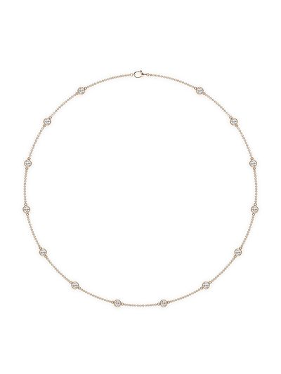 Saks Fifth Avenue Collection Women's 14K Rose Gold & Lab-Grown 14-Diamond Station Necklace/0.70-2.10 TCW