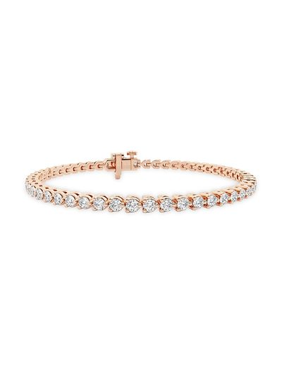 Saks Fifth Avenue Collection Women's 14K Rose Gold & Round Lab-Grown Diamond 3-Prong Tennis Bracelet/1.00-10.00 TCW